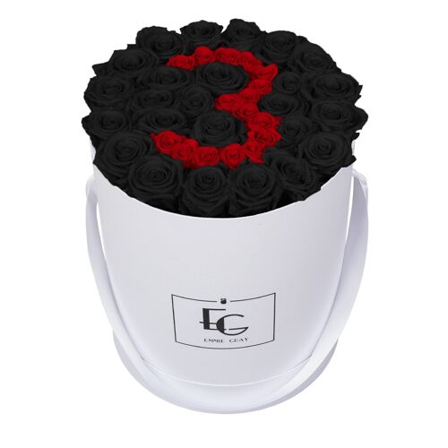 Number Infinity Rosebox | Black Beauty & Vibrant Red | L