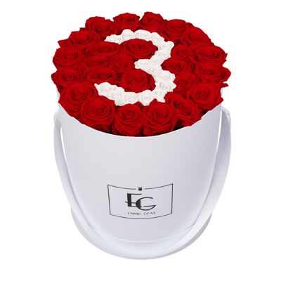 Número Infinito Rosebox | Rojo vibrante y blanco puro | L