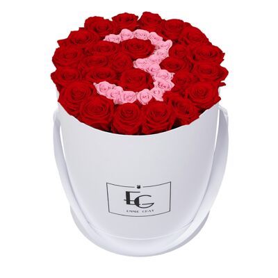 Number Infinity Rosebox | Vibrant Red & Bridal Pink | L