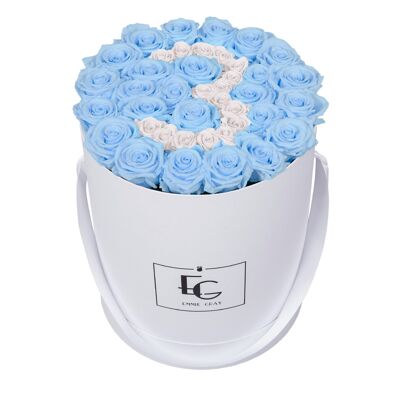 Number Infinity Rosebox | Baby Blue & Pure White | L