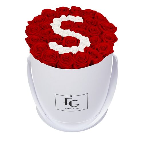 Letter Infinity Rosebox | Vibrant Red & Pure White | L