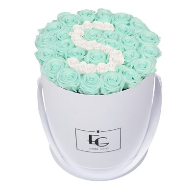 Letter Infinity Rosebox | Minty Green & Pure White | L