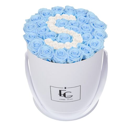 Letter Infinity Rosebox | Baby Blue & Pure White | L