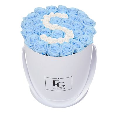 Lettre Infinity Rosebox | Bleu bébé et blanc pur | L