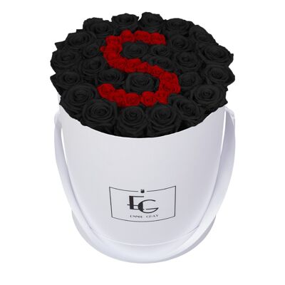 Letter Infinity Rosebox | Black Beauty & Vibrant Red | L