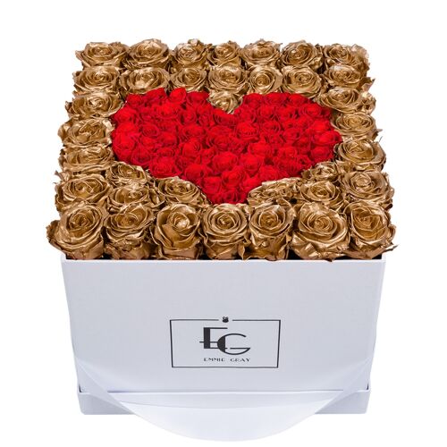 Heart Symbol Infinity Rosebox | Gold & Vibrant Red | L