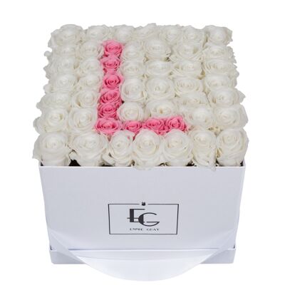 Lettera Infinity Rosebox | Bianco puro e rosa da sposa | l