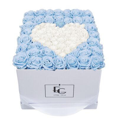 Corazón Símbolo Infinito Rosebox | Azul bebé y blanco puro | L