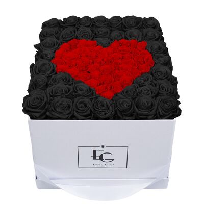 Heart Symbol Infinity Rosebox | Black Beauty & Vibrant Red | L