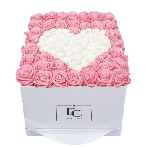 Heart Symbol Infinity Rosebox | Bridal Pink & Pure White | L