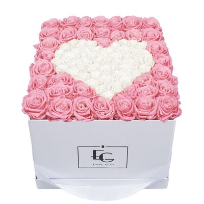 Corazón Símbolo Infinito Rosebox | Rosa nupcial y blanco puro | L