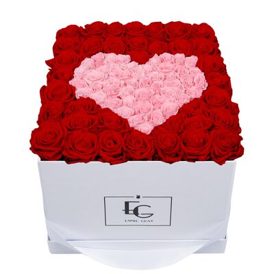 Corazón Símbolo Infinito Rosebox | Rojo vibrante y rosa nupcial | L