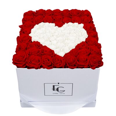 Corazón Símbolo Infinito Rosebox | Rojo vibrante y blanco puro | L