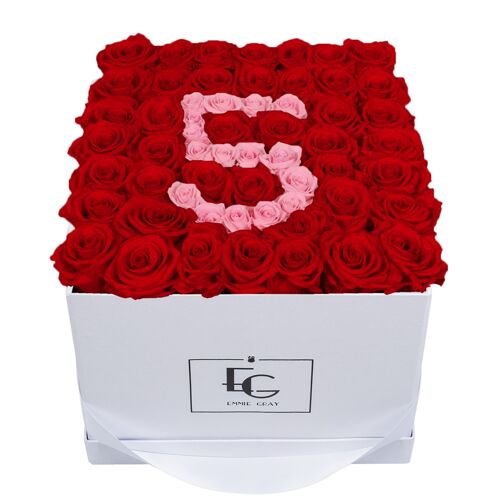 Number Infinity Rosebox | Vibrant Red & Bridal Pink | L