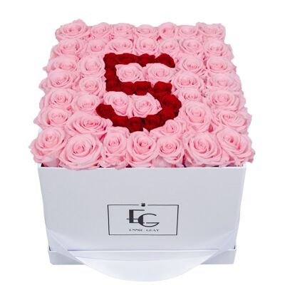 Number Infinity Rosebox | Bridal Pink & Vibrant Red | L