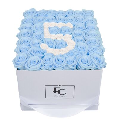 Number Infinity Rosebox | Baby Blue & Pure White | L