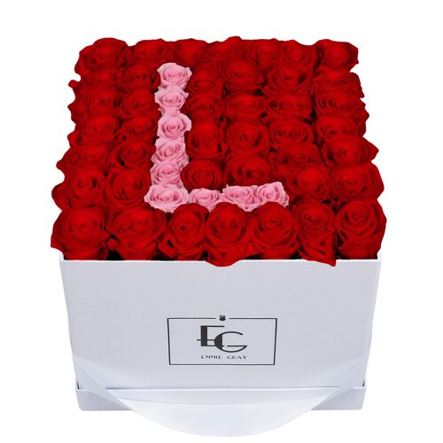 Letter Infinity Rosebox | Vibrant Red & Bridal Pink | L