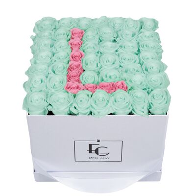 Lettre Infinity Rosebox | Vert menthe et rose nuptiale | L