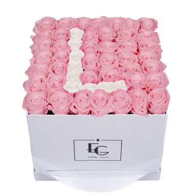 Letter Infinity Rosebox | Bridal Pink & Pure White | L