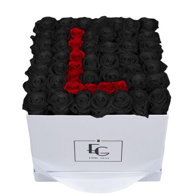 Letter Infinity Rosebox | Black Beauty & Vibrant Red | L