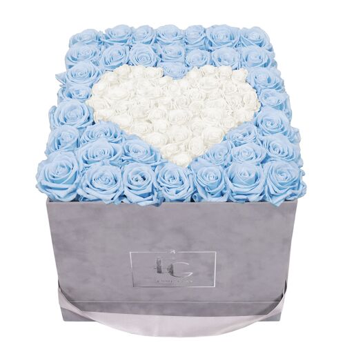 Heart Symbol Infinity Rosebox | Baby Blue & Pure White | L