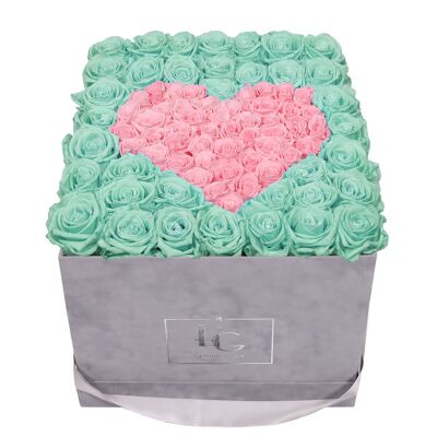 Corazón Símbolo Infinito Rosebox | Verde menta y rosa nupcial | L