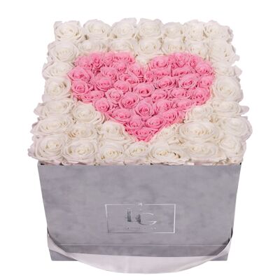 Heart Symbol Infinity Rosebox | Pure White & Bridal Pink | L