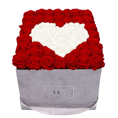 Heart Symbol Infinity Rosebox | Vibrant Red & Pure White | L