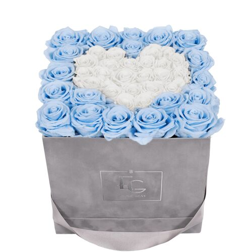 Heart Symbol Infinity Rosebox | Baby Blue & Pure White | M
