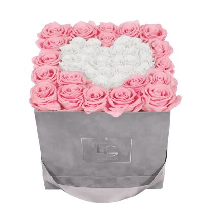 Heart Symbol Infinity Rosebox | Bridal Pink & Pure White | M