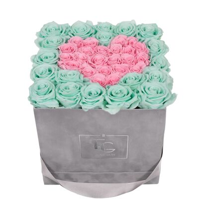Heart Symbol Infinity Rosebox | Minty Green & Bridal Pink | M