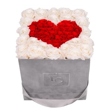 Rosebox infini symbole coeur | Blanc pur et rouge vif | M