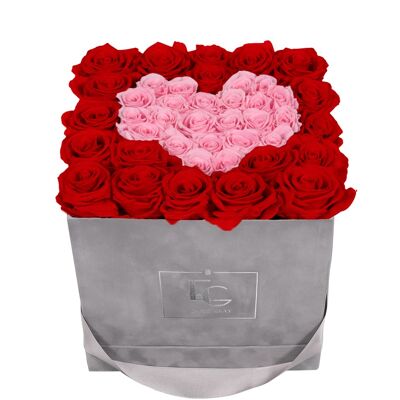 Heart Symbol Infinity Rosebox | Vibrant Red & Bridal Pink | M
