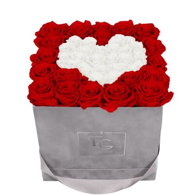 Heart Symbol Infinity Rosebox | Vibrant Red & Pure White | M