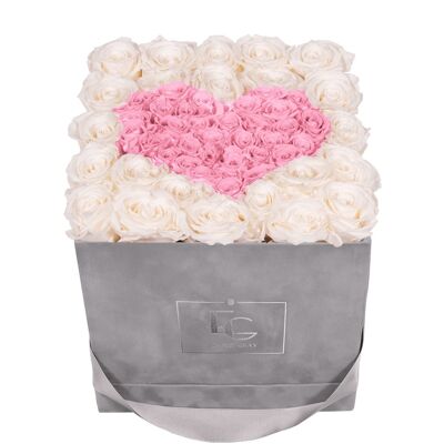 Heart Symbol Infinity Rosebox | Pure White & Bridal Pink | M