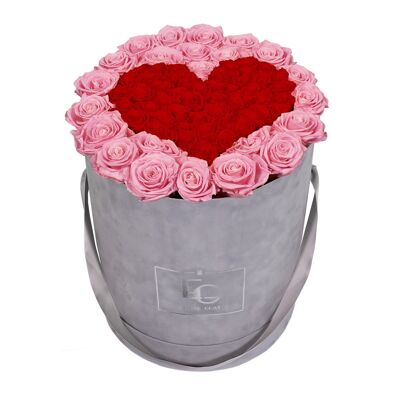Corazón Símbolo Infinito Rosebox | Rosa nupcial y rojo vibrante | L