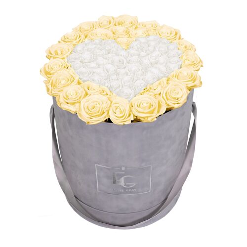 Heart Symbol Infinity Rosebox | Champagne & Pure White | L