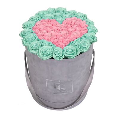 Heart Symbol Infinity Rosebox | Minty Green & Bridal Pink | L