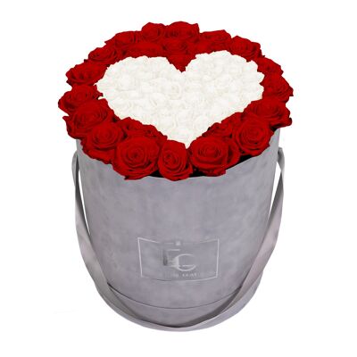 Heart Symbol Infinity Rosebox | Vibrant Red & Pure White | L