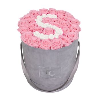Lettre Infinity Rosebox | Rose nuptiale et blanc pur | L