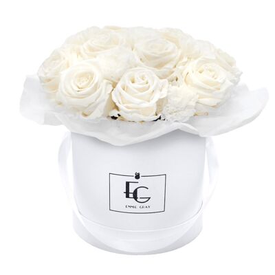 Splendide Boîte à Roses Infinity Carnation | Blanc Pur | S