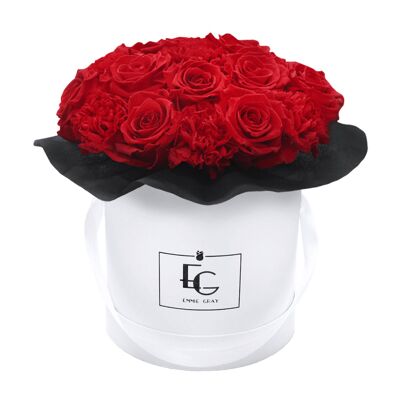 Splendide Boîte à Roses Infinity Carnation | Rouge vif | S