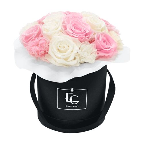 Splendid Carnation Mix Infinity Rosebox | Bridal Pink & Pure White | S