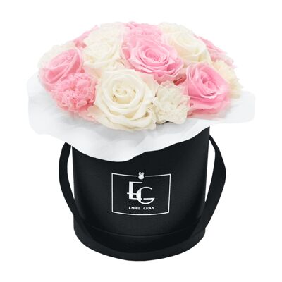 Splendid Clavel Mix Infinity Rosebox | Rosa nupcial y blanco puro | S