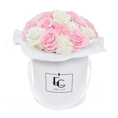 Splendid Clavel Mix Infinity Rosebox | Rosa nupcial y blanco puro | METRO