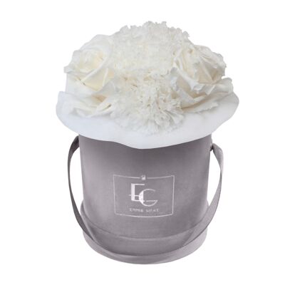 Splendid Carnation Infinity Rosebox | Pure White | XS