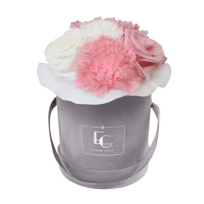 Splendid Carnation Mix Infinity Rosebox | Bridal Pink & Pure White | XS