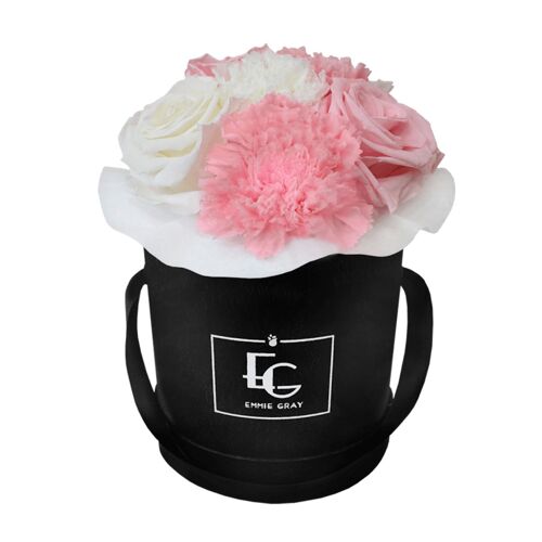 Splendid Carnation Mix Infinity Rosebox | Bridal Pink & Pure White | XS