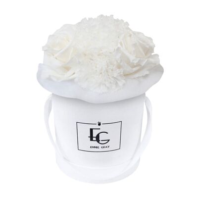 Splendide Boîte à Roses Infinity Carnation | Blanc Pur | XS