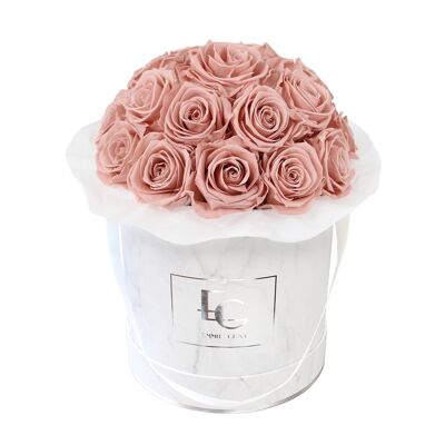 Splendide Rosebox Infinity | Rose Antique | M | Boîte : Marbre Blanc Rond